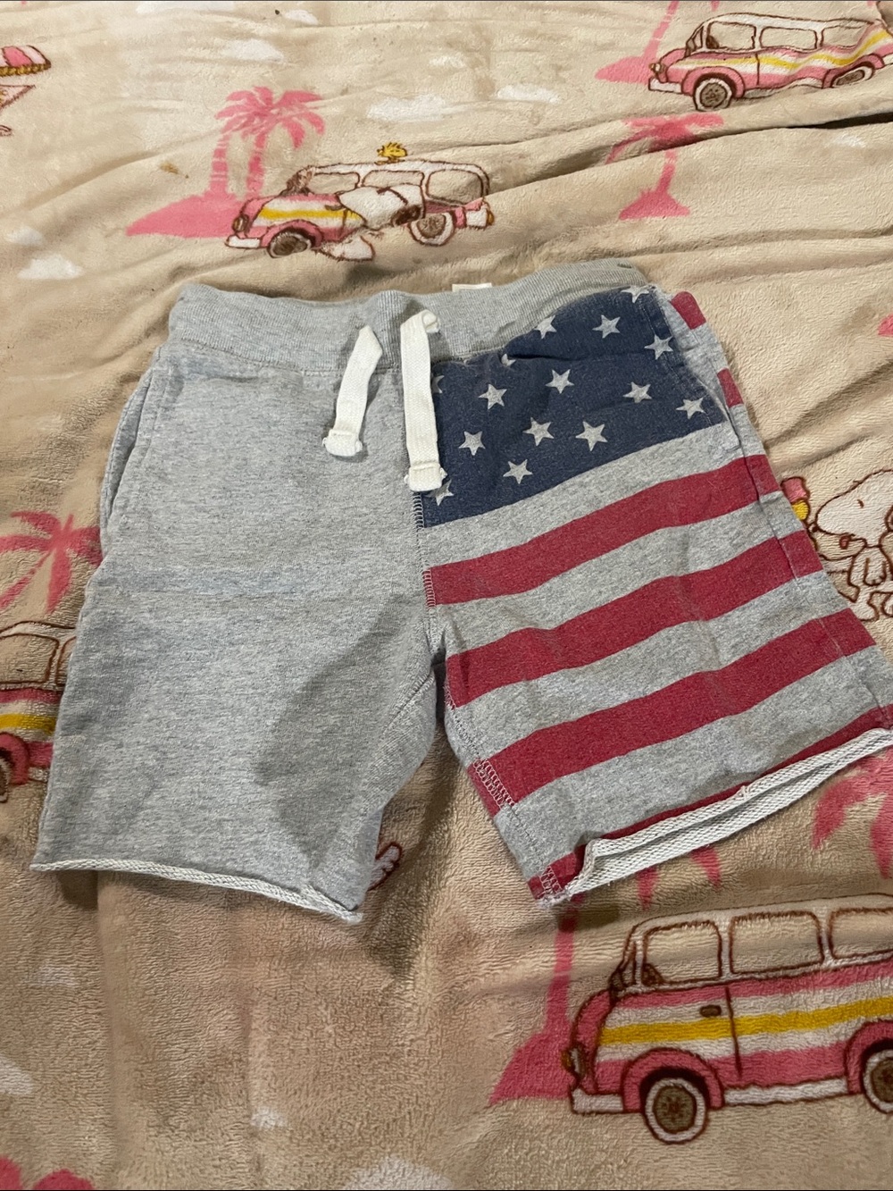 OshKosh B'gosh Gray Shorts with Red & Blue Flag Panel